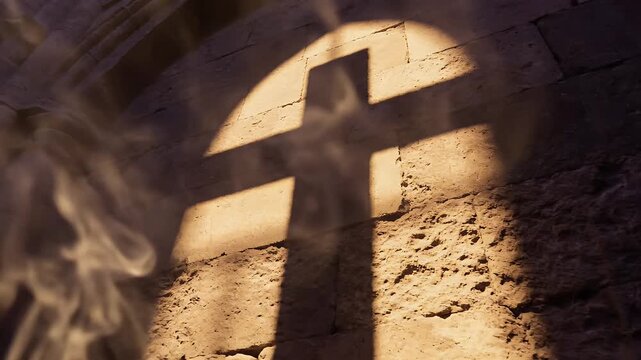 Semana Santa Banner Cross Silhouette Light and Shadow Background