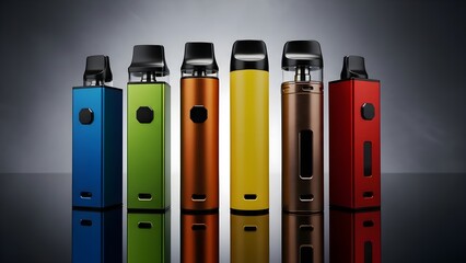 Collection of colorful electronic vaporizers displaying various modern vape styles