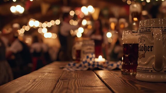 Starkbierfest Background Video Warm Amber Beer Glow and Soft Bokeh Lights