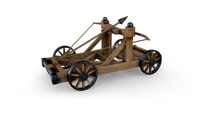 Fototapeta premium Ballista Ancient Siege Weapon - Photorealistic 3D Rendering of a Historical Mechanical Crossbow for Combat Scenes