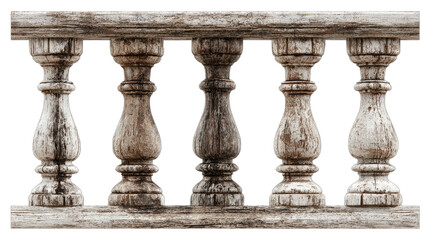 Fototapeta premium Rustic wooden balustrade with worn texture