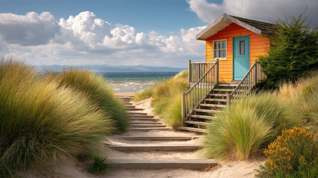 Mudeford sandbank and beach huts in Dorset