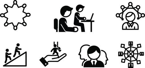 Business Teamwork and Collaboration Icons Flat Design Vector Illustration