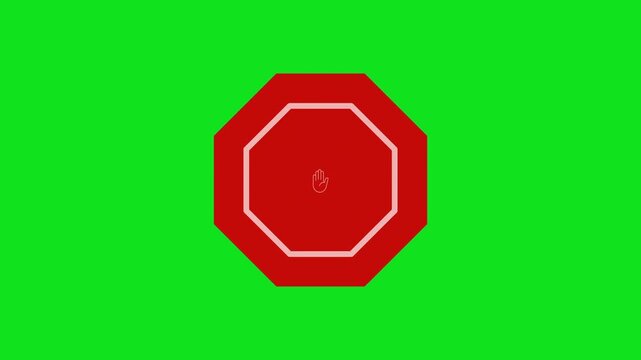 Stop Sign Green Screen Video Animation 4K | Traffic Stop Icon | Chroma Key