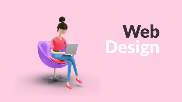 Explainer Girl Sitting Browsing - Using Smartphone and Website for Social Media, Apps and Online Communication