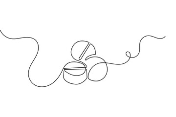 Obraz premium Capsule tablets and pills icon created with a single continuous line for minimalist medical branding