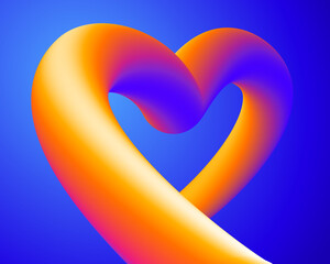 Colorful Valentine's Day card. Abstract Love. Multi-colored neon heart. Modern vector fluid background.