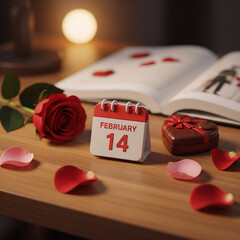 February 14 Valentine's Day calendar image