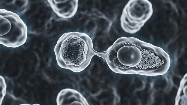 Microscopic view of cells with detailed molecular structure
