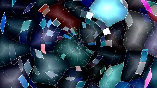 abstract lines colorful light shining round shape in center, Abstract background moving stripes and flashing with shining light