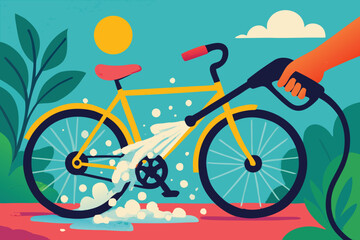 Fototapeta premium Crystal Splash bike Wash Service Vector