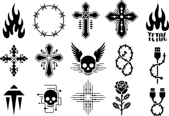 My Sticker Tattoo Design &ndash; Bold Black Icon Collection Set