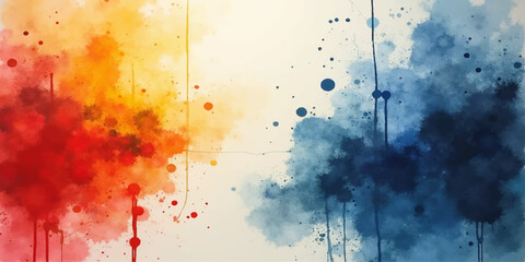 Fototapeta premium An abstract watercolor background features a colorful paint splash texture and grunge ink splat design with artistic vector brush strokes on a stained paper backdrop