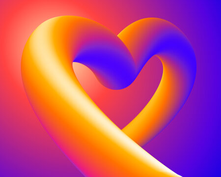 Colorful Valentine's Day card. Abstract Love. Multi-colored neon heart. Modern vector fluid background.