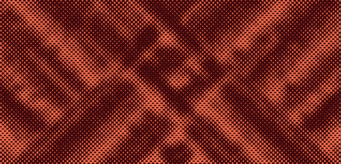 Abstract terracotta halftone chevron pattern vector background.