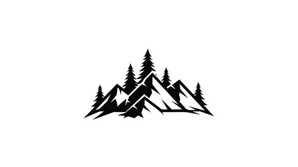 Fototapeta premium Dramatic mountain range and evergreen trees in a bold black silhouette