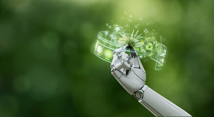 AI energy efficiency and green technology concept