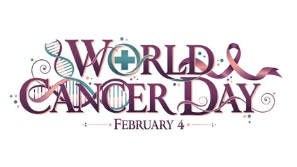 World Cancer Day vector illustration with ribbon and decorative elements February 4 awareness
