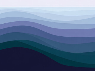 Layered Blue And Teal Undulating Waves In A Minimalist Gradient Driven Abstract Composition