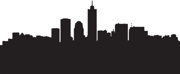 Obraz premium Silhouette of a city skyline with tall buildings urban