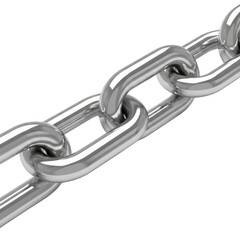 Obraz premium Shiny Metal Chain Links Close-up Isolated on White Background