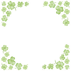 優しい水彩のクローバーフレーム　正方形