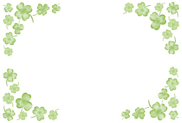 水彩で描いたクローバーのフレーム