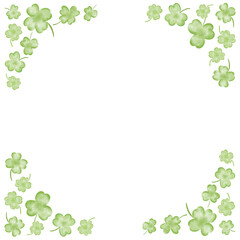 優しい水彩のクローバーフレーム　正方形