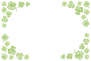 水彩で描いたクローバーのフレーム