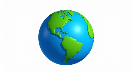 Simplified 3D Earth with blue oceans and green continents centered on the Americas