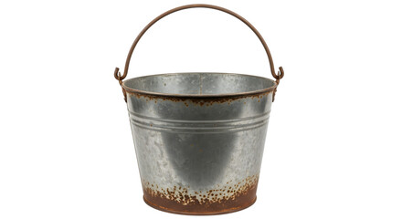 Rusty metal bucket with handle isolated on a transparent background rusty bucket galvanized bucket metal pail