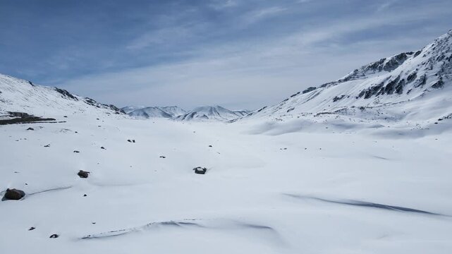 snowy mountain peaks. beautiful mountain gorge. winter in the mountains. highlands