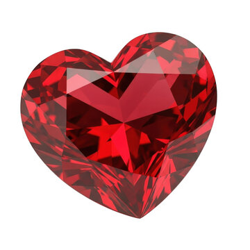 A captivating ruby heart gemstone with brilliant facets shimmering brightly on a dark background