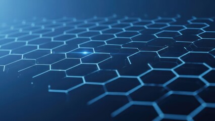 Obraz premium Hexagonal grid, blue glow, connected abstract design
