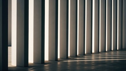 Obraz premium Light shines through repeating vertical pillars