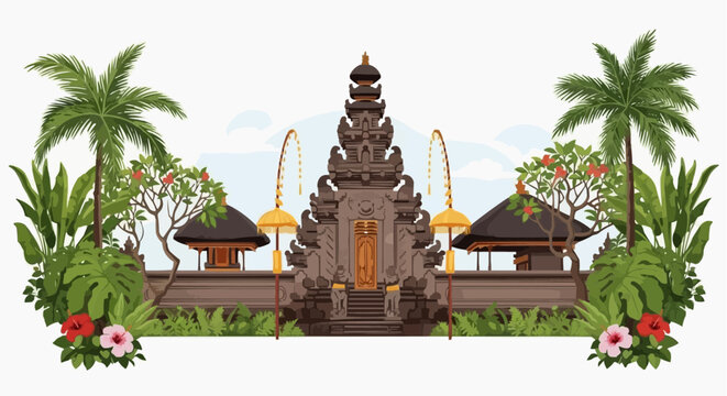 Nyepi Day in Bali &ndash; Peaceful Silence and Spiritual Harmony Vector Illustration