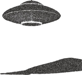 Alien retro y2k stipple design ufo halftone brutalist urban vector png with clear background, extraterrestrial 2000s photocopy grunge tattoo gen z effect © FutureFFX