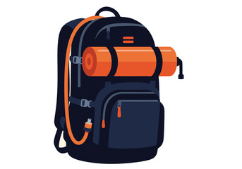 A stylish hydration pack with a filter system illustration. Modern, flat design. Ideal for outdoor, travel, and adventure themes. Perfect for marketing and promotional materials.