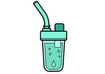 Fototapeta premium A vibrant illustration showcases a water filter straw survival kit. Bold colors and clean lines create a modern, eye-catching design. Perfect for health, wellness, and outdoor themes.