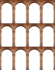 Elements of architecture of buildings, ancient arches, frames and niches, windows and apertures. On the streets in Barcelona, public places. © Kozlik_mozlik