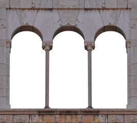 On the streets in Catalonia, public places. Elements of architectural decorations of buildings, doorways and arches, plaster moldings and patterns.  © Kozlik_mozlik