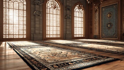 The ancient stone architecture of this historical mosque interior features a grand arch and ornate portal, blending traditional religion with the majestic travel history of an old palace landmark