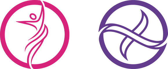Fototapeta premium Abstract wellness and beauty logo icons set representing healthy lifestyle femininity balance yoga spa vector symbols