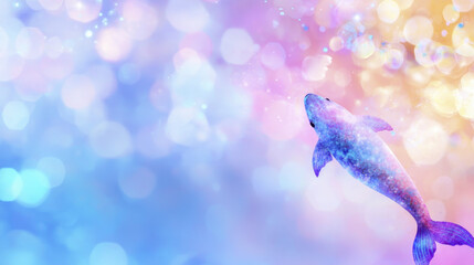 Obraz premium Magical mermaid illustration fantasy sea creature sparkling scales dreamy pastel background underwater whimsical colorful aquatic enchanting mystical