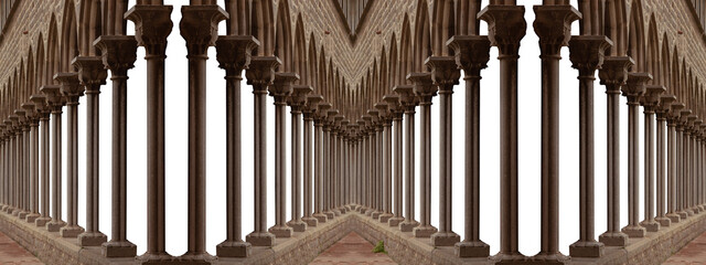 Fototapeta premium On the streets in Catalonia, public places. Elements of architectural decorations of buildings, doorways and arches. 