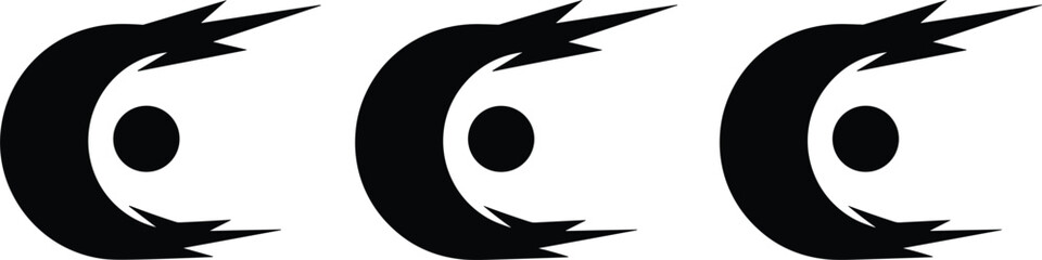 Abstract comet swirl logo icons set featuring motion speed energy rotation dynamic symbol modern vector design © Mst