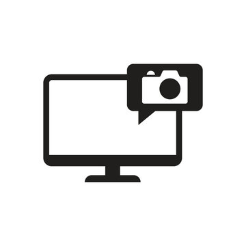 Digital camera photography on computer screen icon