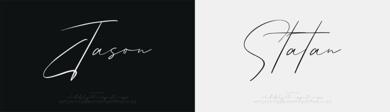 Jason Statan, Script elegant Modern beauty font alphabet logo. Typography beautiful luxury minimal elegant serif fonts fashion wedding vintage retro logos. vector illustration
