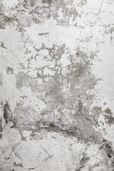 Obraz premium A vertically oriented section of a weathered concrete wall showing light scratches, stains, and surface imperfections. Neutral tone with natural grunge patterns and copy space