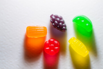 Variety of Gummy Candies with Shadow and Glow of Color